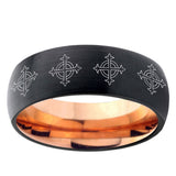 5mm Multiple Crosses Dome Black And Rose Gold Tungsten Carbide Men's Wedding Band