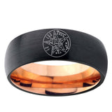 5mm Tetragrammaton Spiritual Kabbalah Dome Black And Rose Gold Tungsten Ring For Men
