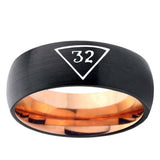 5mm Masonic 32 Triangle Freemason Dome Black And Rose Gold Tungsten Carbide Men's Wedding Ring