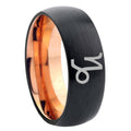 8mm Capricorn Zodiac Two-Tone Classic Dome Black Rose Gold Tungsten Wedding Band