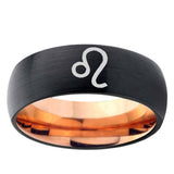 5mm Leo Zodiac Dome Black And Rose Gold Tungsten Carbide Wedding Bands Ring