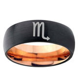 5mm Scorpio Horoscope Dome Black And Rose Gold Tungsten Carbide Mens Bands Ring