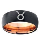 5mm Taurus Horoscope Dome Black And Rose Gold Tungsten Carbide Men's Bands Ring