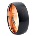 8mm I Love You Two-Tone Classic Dome Black Rose Gold Tungsten Wedding Band
