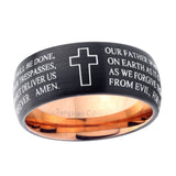 10mm-Etched-Lord's-Prayer-Cross-Dome-Tungsten-Rose-Gold-Custom-Ring-for-Men