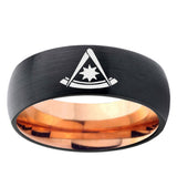 5mm Pester Master Masonic Dome Black And Rose Gold Tungsten Carbide Wedding Band Mens