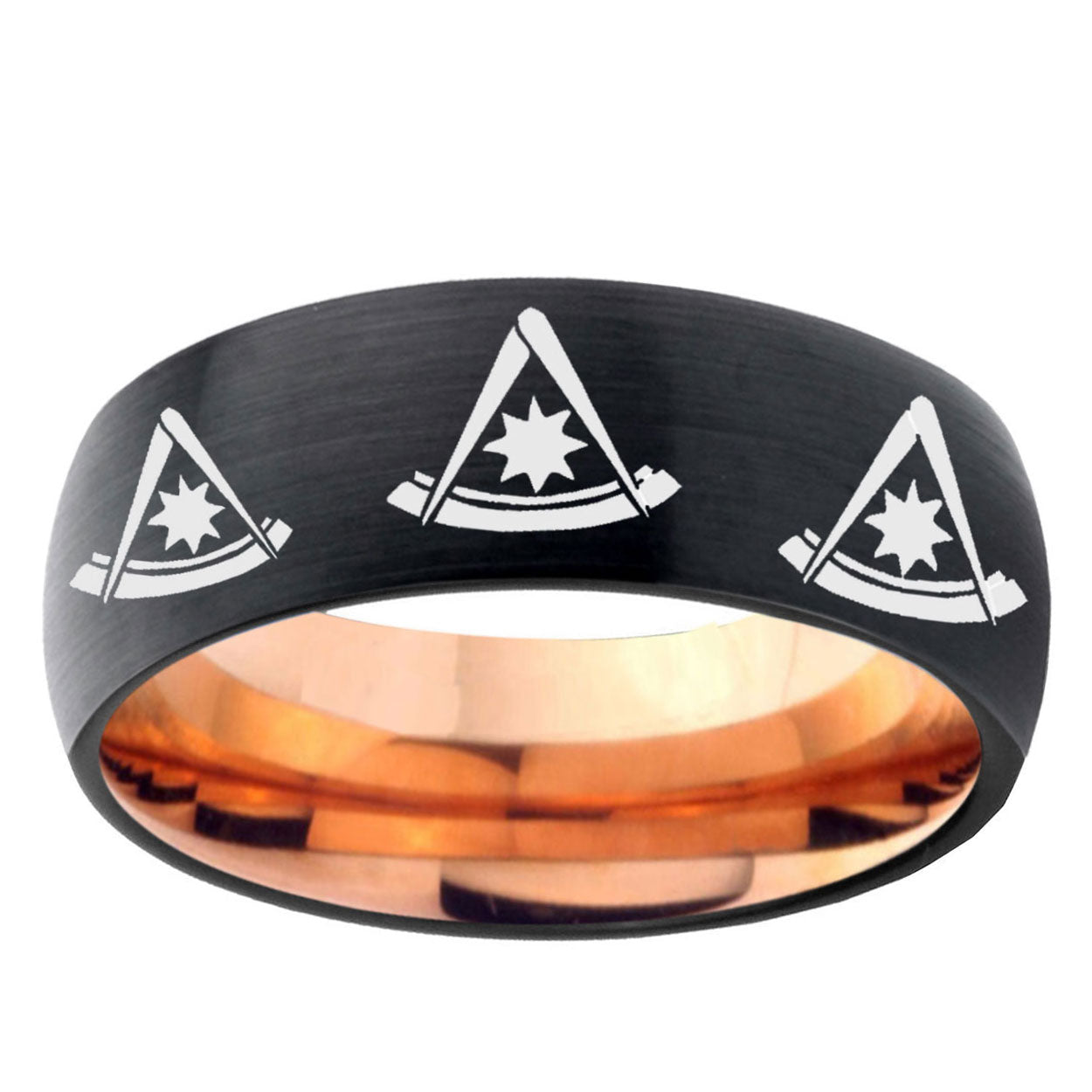 5mm Multi Pester Master Two-Tone Classic Dome Black Rose Gold Tungsten Wedding Band