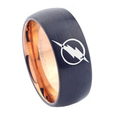 8mm Flash Dome Rose Gold Black Tungsten Carbide Rings