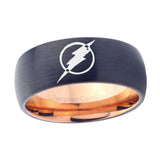 5, 8mm Flash Dome Rose Gold Black Tungsten Carbide Rings