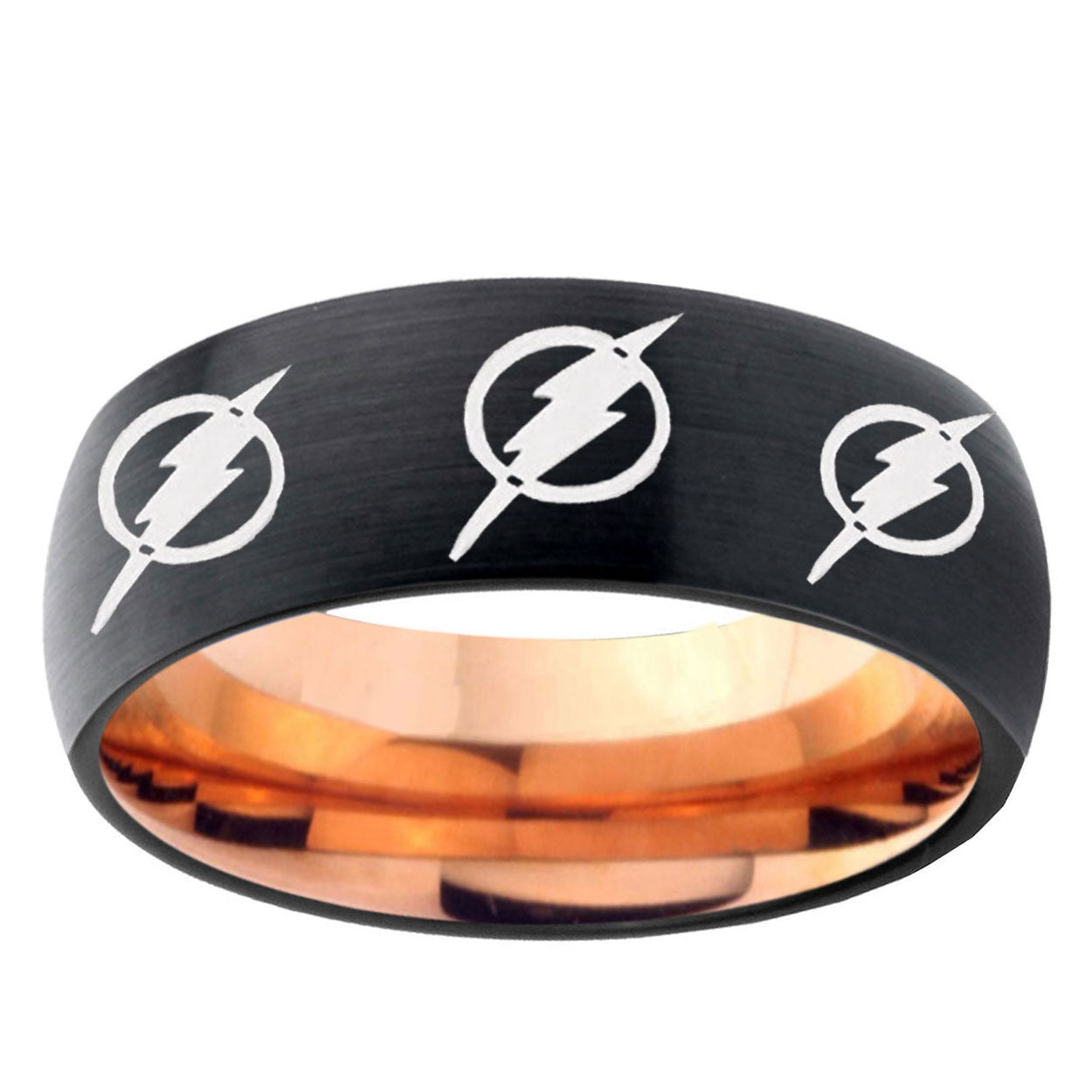 5mm Multiple Flash Two-Tone Classic Dome Black Rose Gold Tungsten Wedding Band
