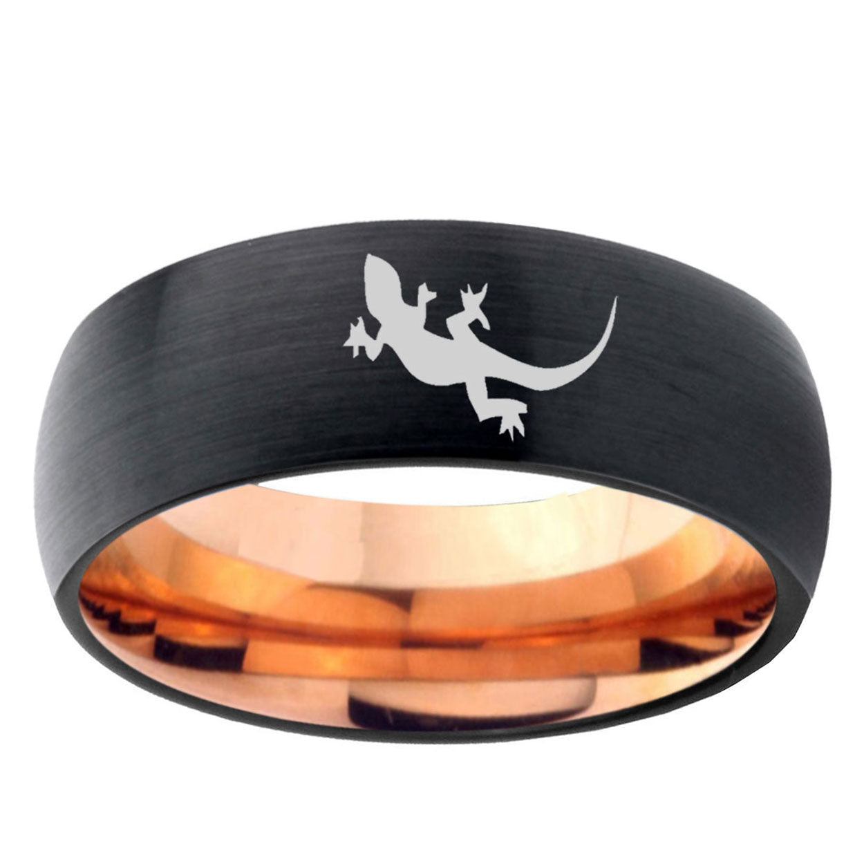 5mm Lizard Two-Tone Classic Dome Black Rose Gold Tungsten Wedding Band