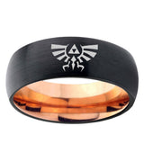 5mm Zelda Skyward Sword Dome Black And Rose Gold Tungsten Carbide Custom Mens Ring
