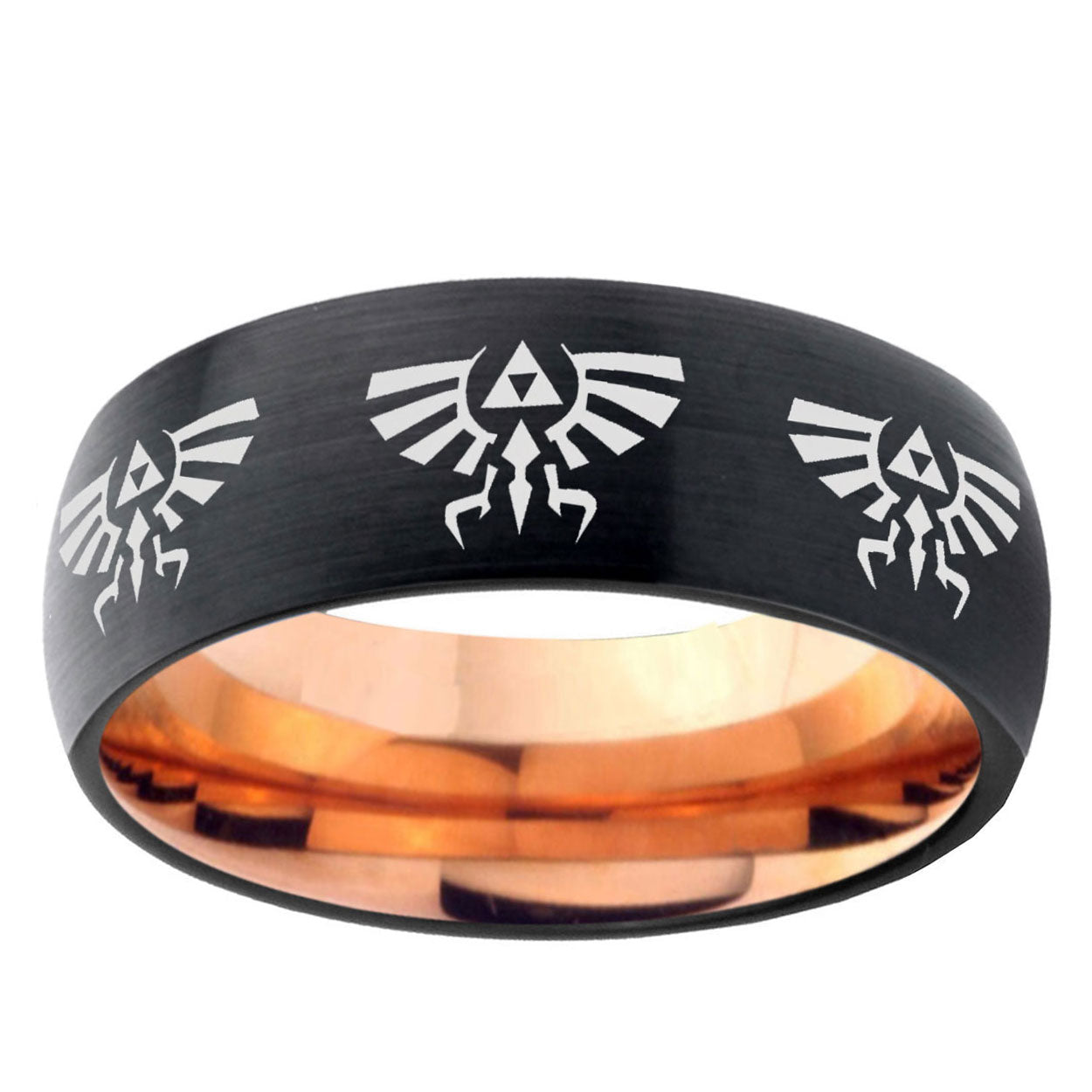 5mm Multi Zelda Skyward Two-Tone Classic Dome Black Rose Gold Tungsten Wedding Band