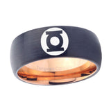 5, 8mm Green Lantern Dome Rose Gold Black Unique Mens Wedding Rings