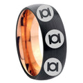 8mm Multi Green Lantern Two-Tone Classic Dome Black Rose Gold Tungsten Wedding Band