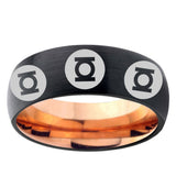 5mm Multiple Green Lantern Dome Black And Rose Gold Tungsten Comfort Fit Wedding Bands