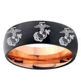 5mm Multiple Marine Dome Black And Rose Gold Tungsten Carbide Custom Mens Ring