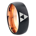 8mm Zelda Triforce Two-Tone Classic Dome Black Rose Gold Tungsten Wedding Band