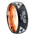 8mm Legend of Zelda Two-Tone Classic Dome Black Rose Gold Tungsten Wedding Band
