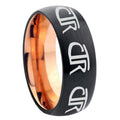 8mm Multiple CTR Two-Tone Classic Dome Black Rose Gold Tungsten Wedding Band
