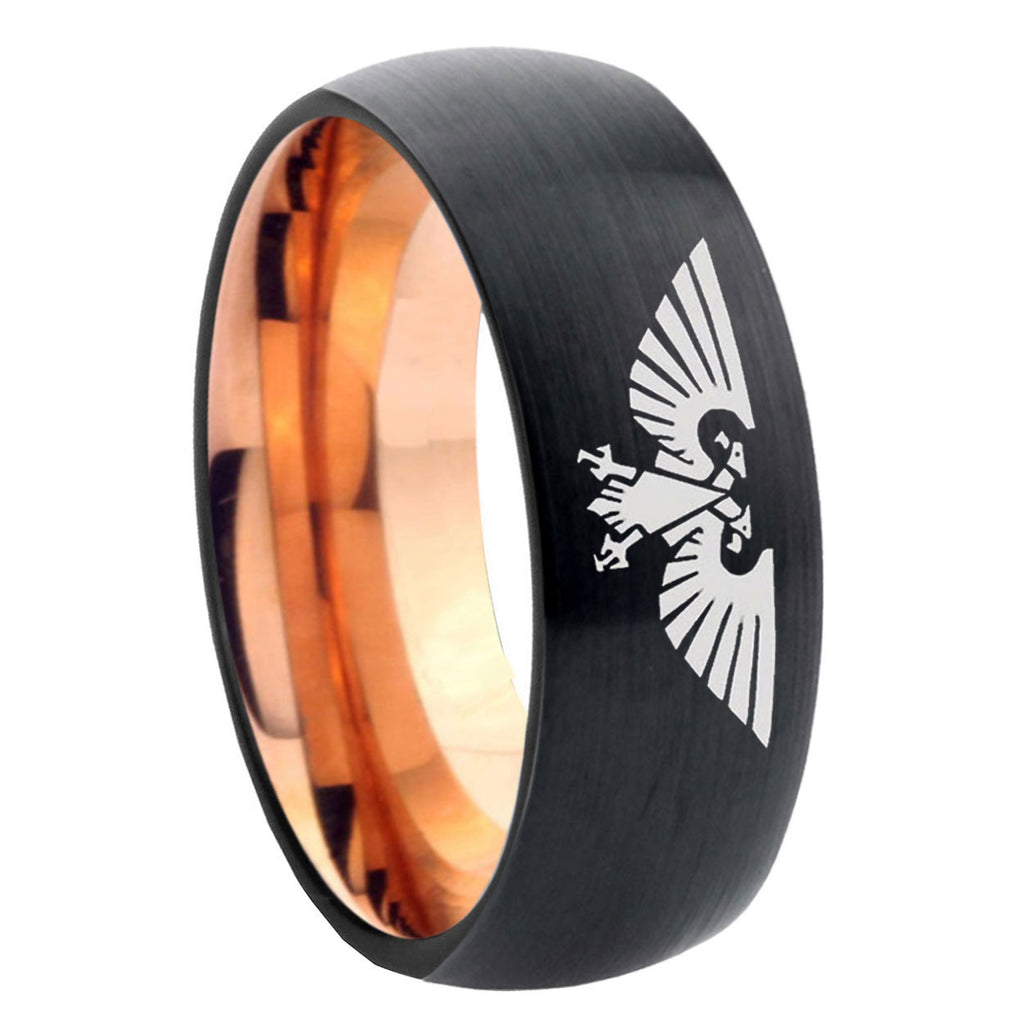 8mm Aquila Two-Tone Classic Dome Black Rose Gold Tungsten Wedding Band