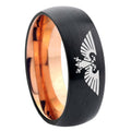 8mm Aquila Two-Tone Classic Dome Black Rose Gold Tungsten Wedding Band