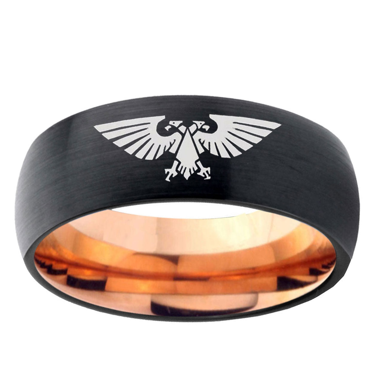 5mm Aquila Two-Tone Classic Dome Black Rose Gold Tungsten Wedding Band