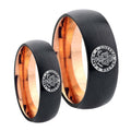 U.S. Army Dome Rose Gold Tungsten Wedding Set Rings