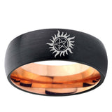5, 8mm Supernatural Dome Rose Gold Black Unique Mens Wedding Rings