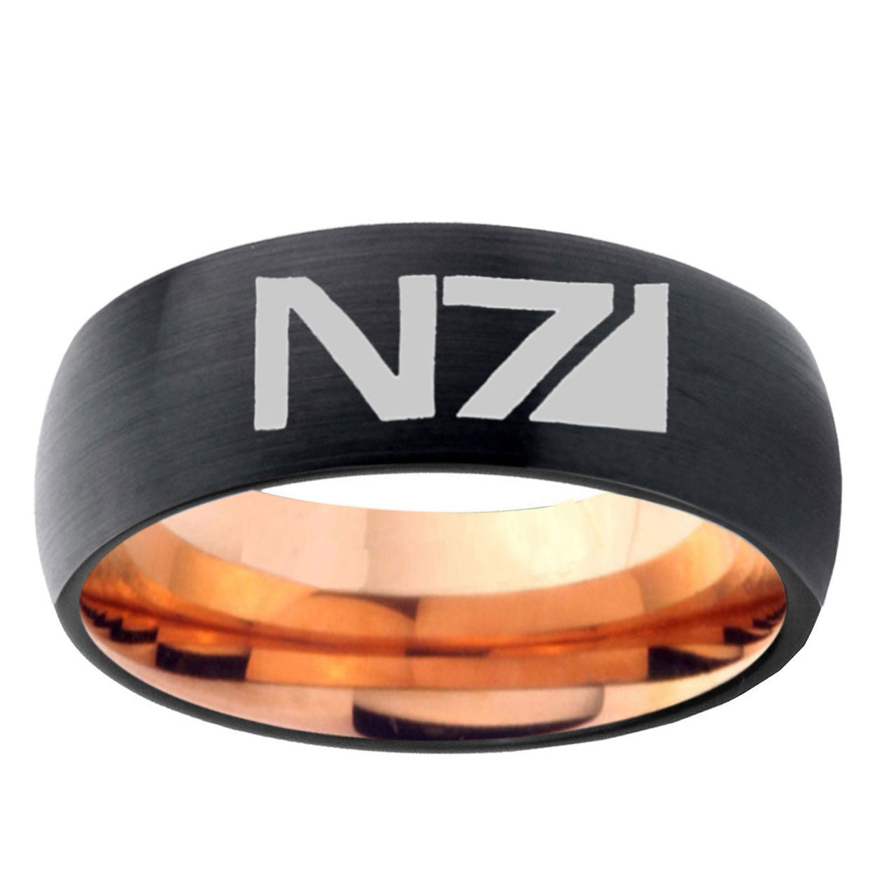 10mm N7 Design Dome Tungsten Rose Gold Custom Ring for Men