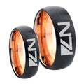 N7 Designs Dome Rose Gold Tungsten His Hers Set Rings