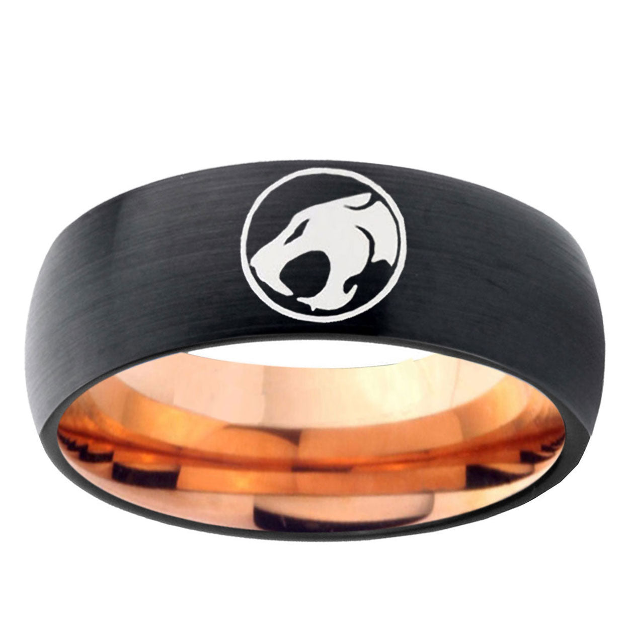 5mm Thundercat Two-Tone Classic Dome Black Rose Gold Tungsten Wedding Band