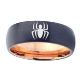 8mm-Spiderman-Dome-Tungsten-Carbide-Rose-Gold-Men's-Ring
