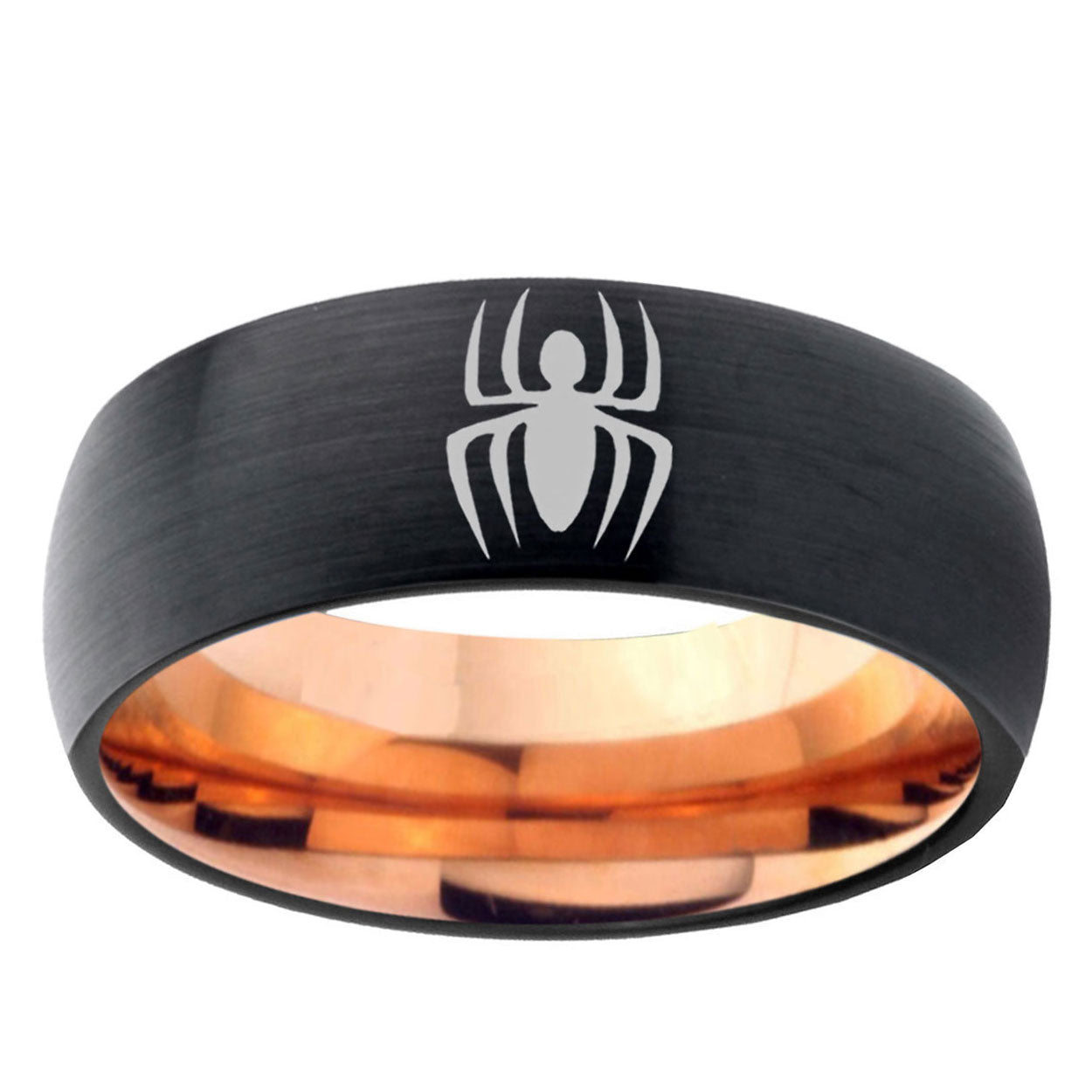5mm Spiderman Two-Tone Classic Dome Black Rose Gold Tungsten Wedding Band