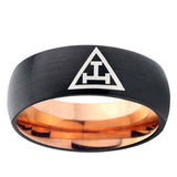 5mm Masonic Triple Dome Black And Rose Gold Tungsten Carbide Personalized Ring