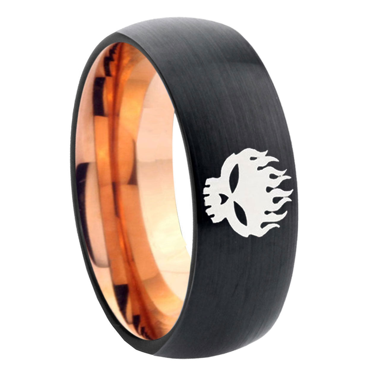 8mm Offspring Two-Tone Classic Dome Black Rose Gold Tungsten Wedding Band