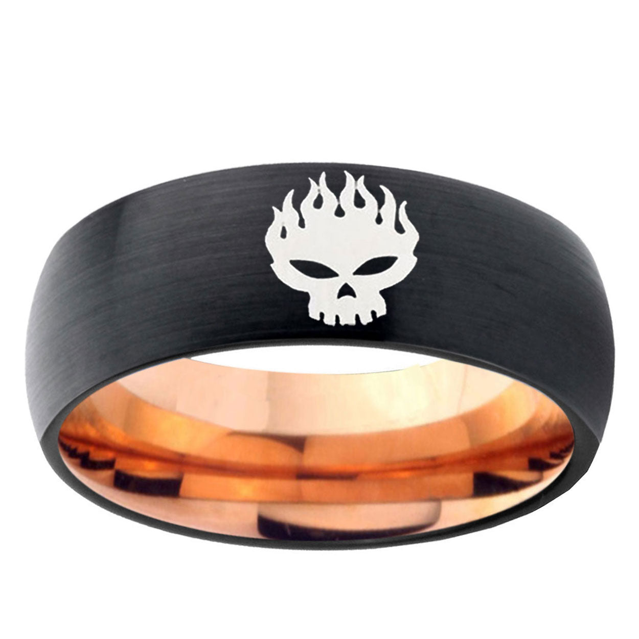 5mm Offspring Two-Tone Classic Dome Black Rose Gold Tungsten Wedding Band