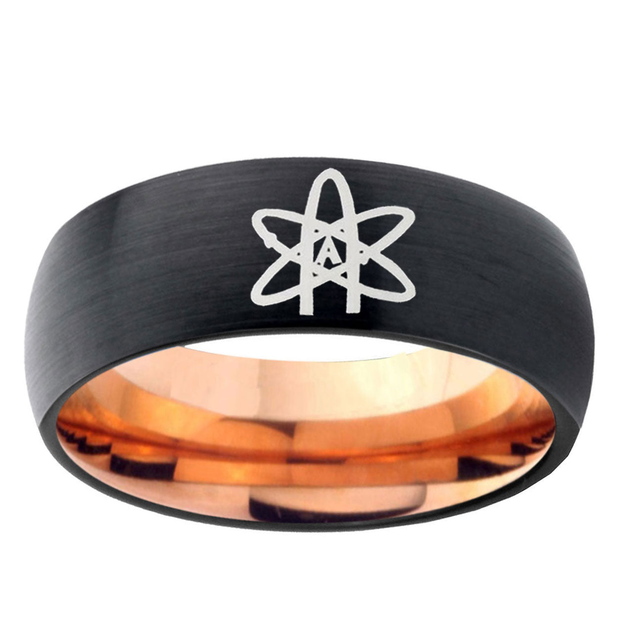 5mm American Atheist Two-Tone Classic Dome Black Rose Gold Tungsten Wedding Band