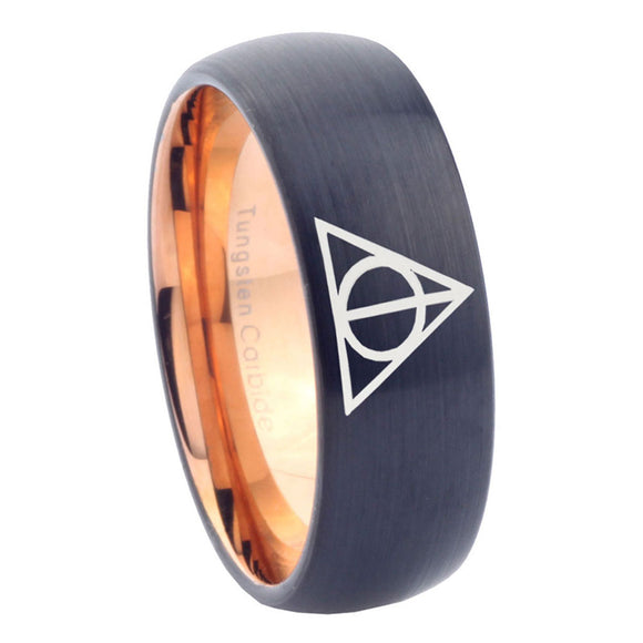 8mm-Deathly-Hallows-Dome-Tungsten-Carbide-Rose-Gold-Wedding-Ring