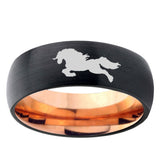 5mm Horse Dome Black And Rose Gold Tungsten Carbide Men's Engagement Band