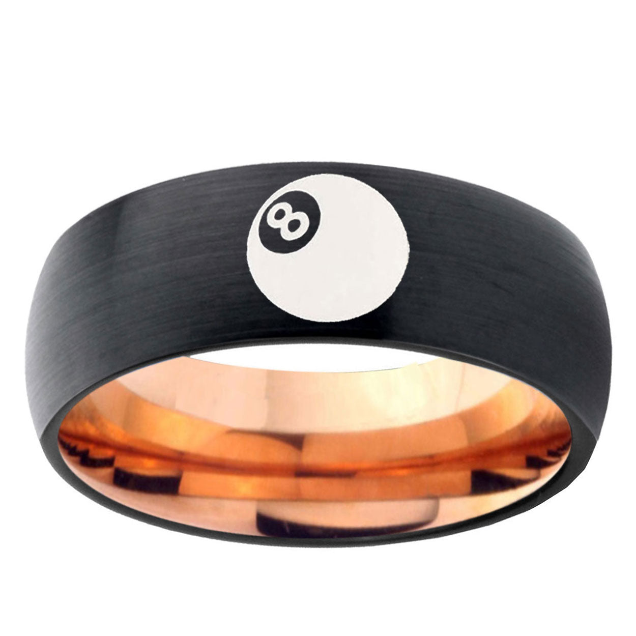 5mm 8 Ball Two-Tone Classic Dome Black Rose Gold Tungsten Wedding Band