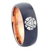 8mm Iron Man Art Reactor Dome Rose Gold Black Tungsten Carbide Ring