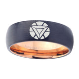 5, 8mm Iron Man Art Reactor Dome Rose Gold Black Tungsten Carbide Ring