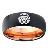 5, 8mm Iron Man Art Reactor Dome Rose Gold Black Tungsten Carbide Ring
