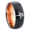 8mm Kanji Peace Two-Tone Classic Dome Black Rose Gold Tungsten Wedding Band