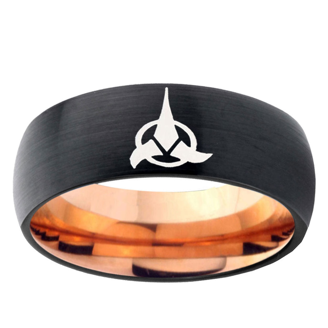 5mm Klingon Two-Tone Classic Dome Black Rose Gold Tungsten Wedding Band