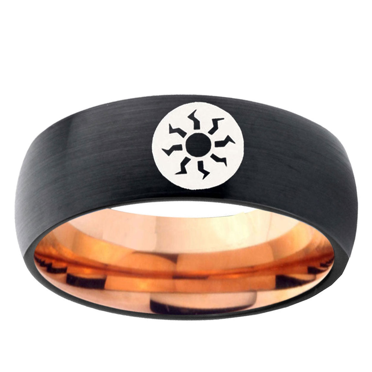 5mm Magic The Gathering Two-Tone Classic Dome Black Rose Gold Tungsten Wedding Band