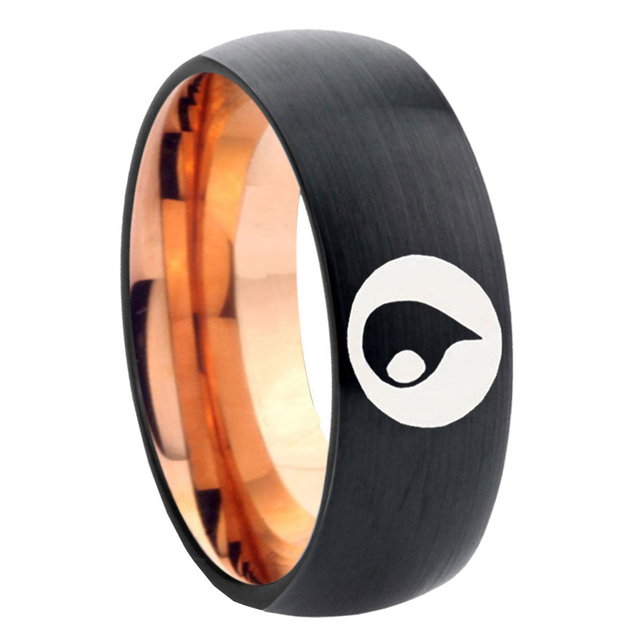8mm Magic Gathering Two-Tone Classic Dome Black Rose Gold Tungsten Wedding Band