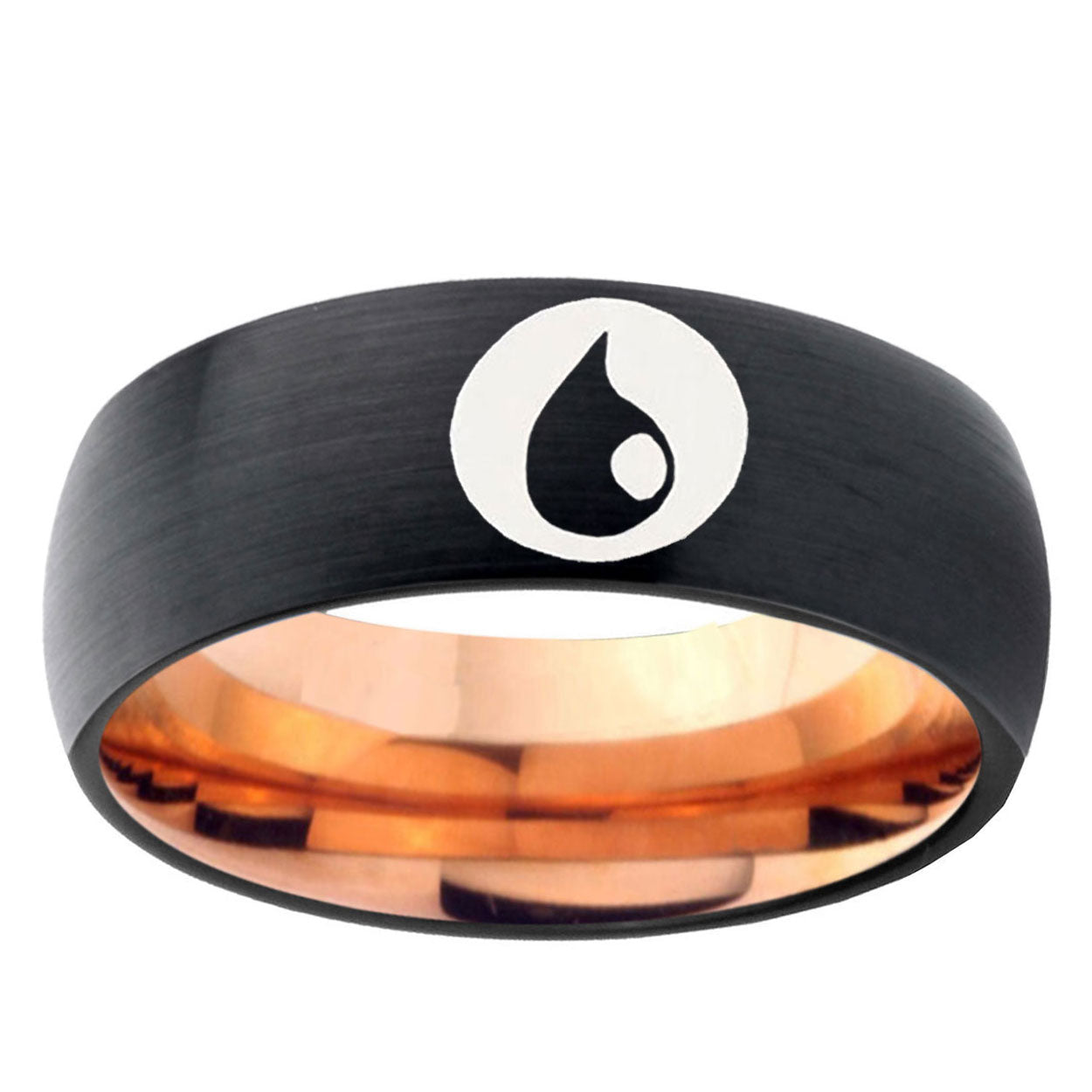 5mm Magic Gathering Two-Tone Classic Dome Black Rose Gold Tungsten Wedding Band