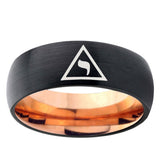 5mm Masonic Yod Dome Black And Rose Gold Tungsten Carbide Men's Promise Rings